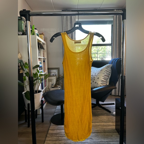 Michael Stars Mustard Cotton Modal Tank Top with Ruched Side Detail - Picture 2 of 3